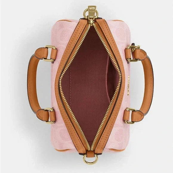 NWT Coach Pink and Tan Satchel MINI ROWAN - Picture 4 of 16